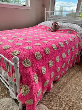 Beautiful Handmade Crochet Granny Square Blanket - 118"x71"